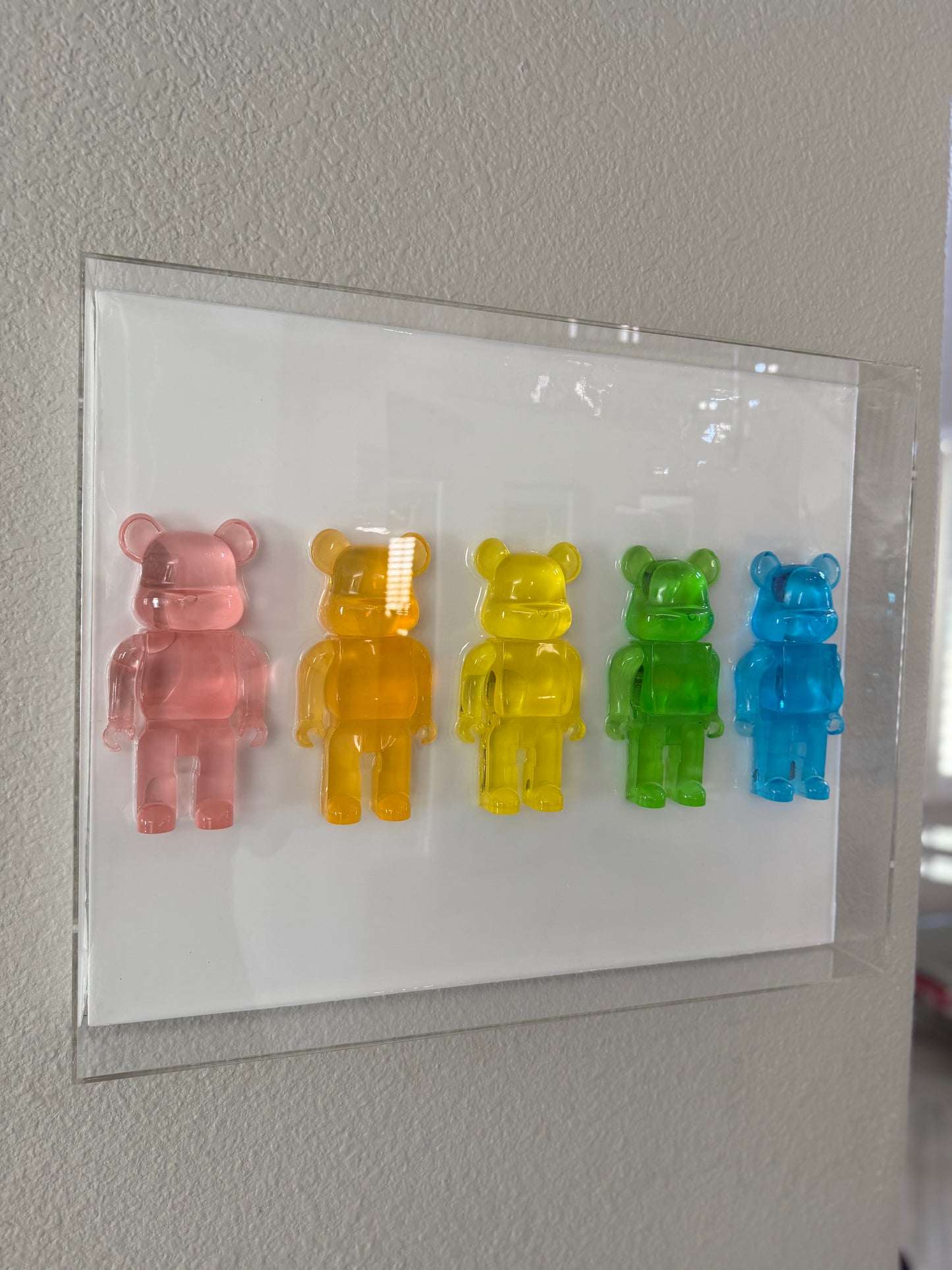 Multicolor Brick Bear In Large Shadow Box