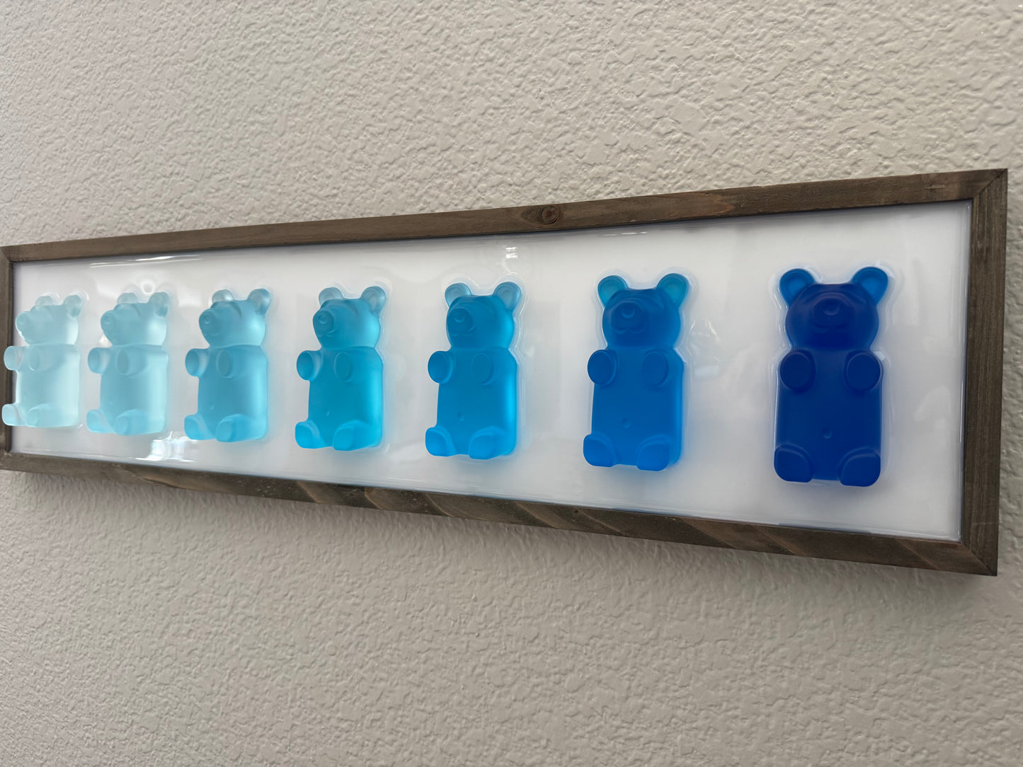 Blue Ombre Candy Bears on Wood Frame