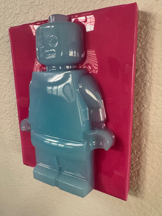10" Blue Pop Art Brick Robot