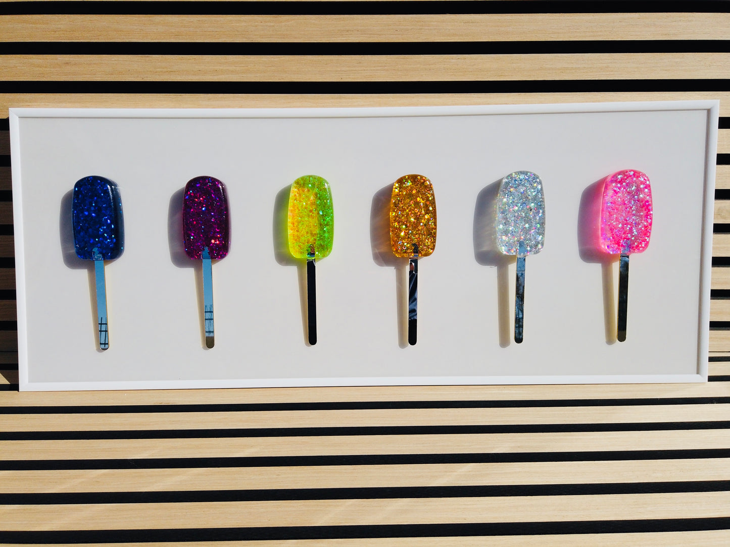 Rainbow Glitter Popsicles Framed