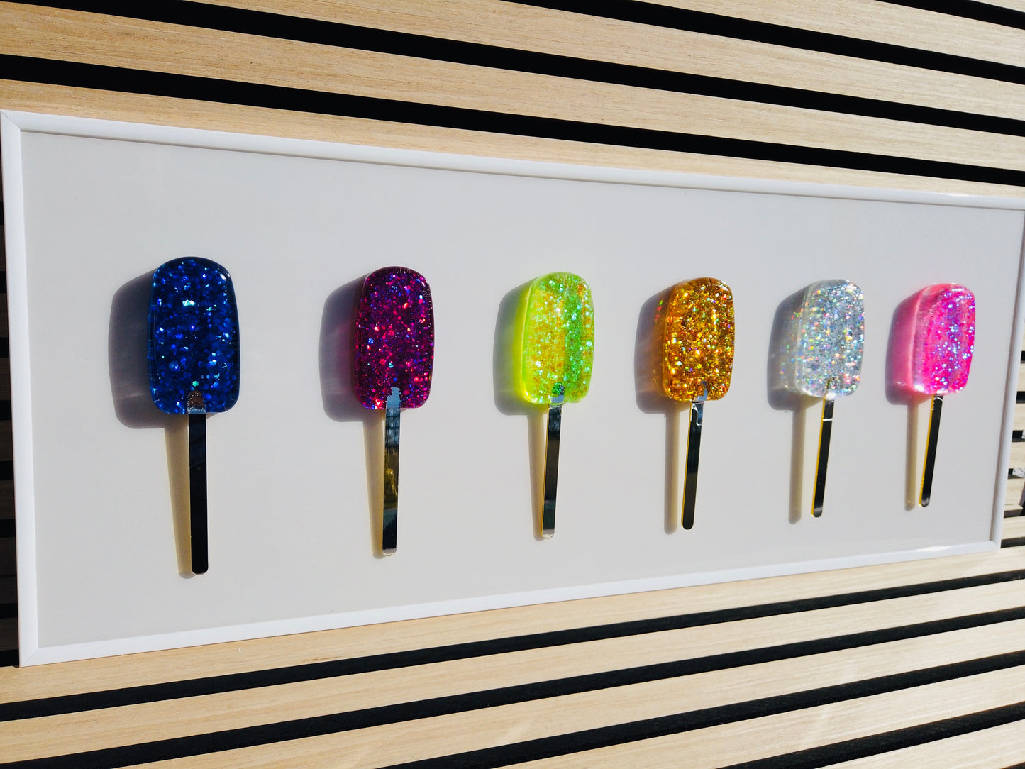 Rainbow Glitter Popsicles Framed