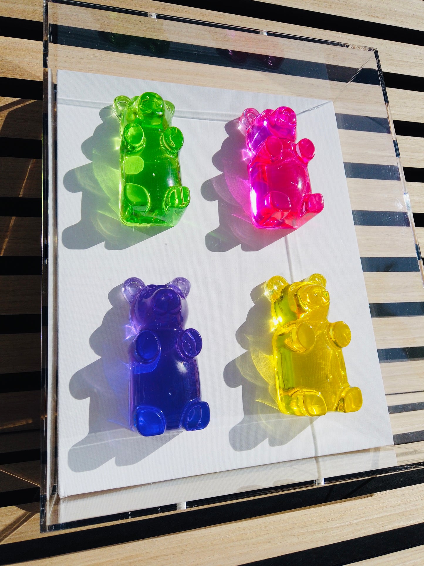 4 Multicolor Bears In Shadow Box V.2