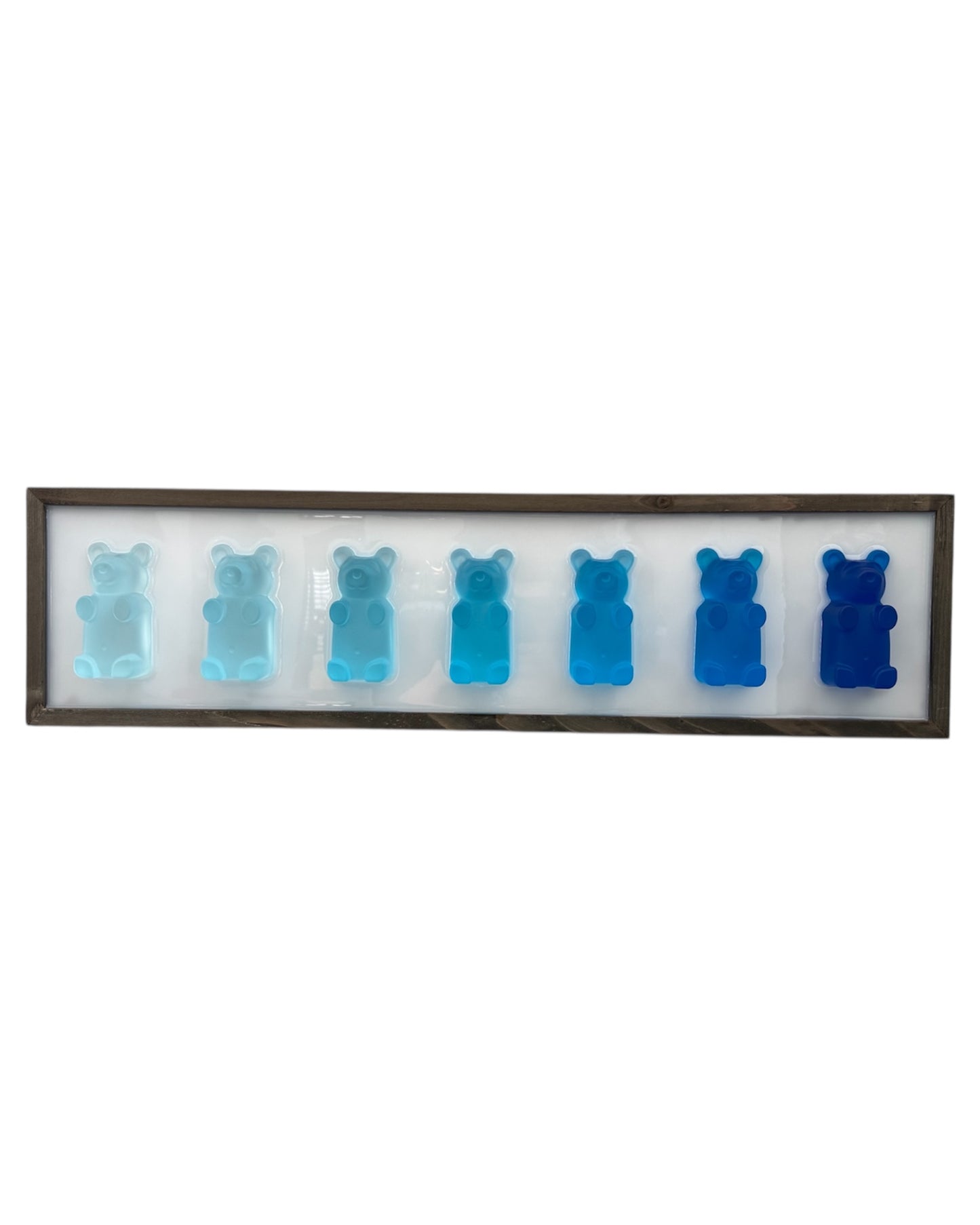 Blue Ombre Candy Bears on Wood Frame