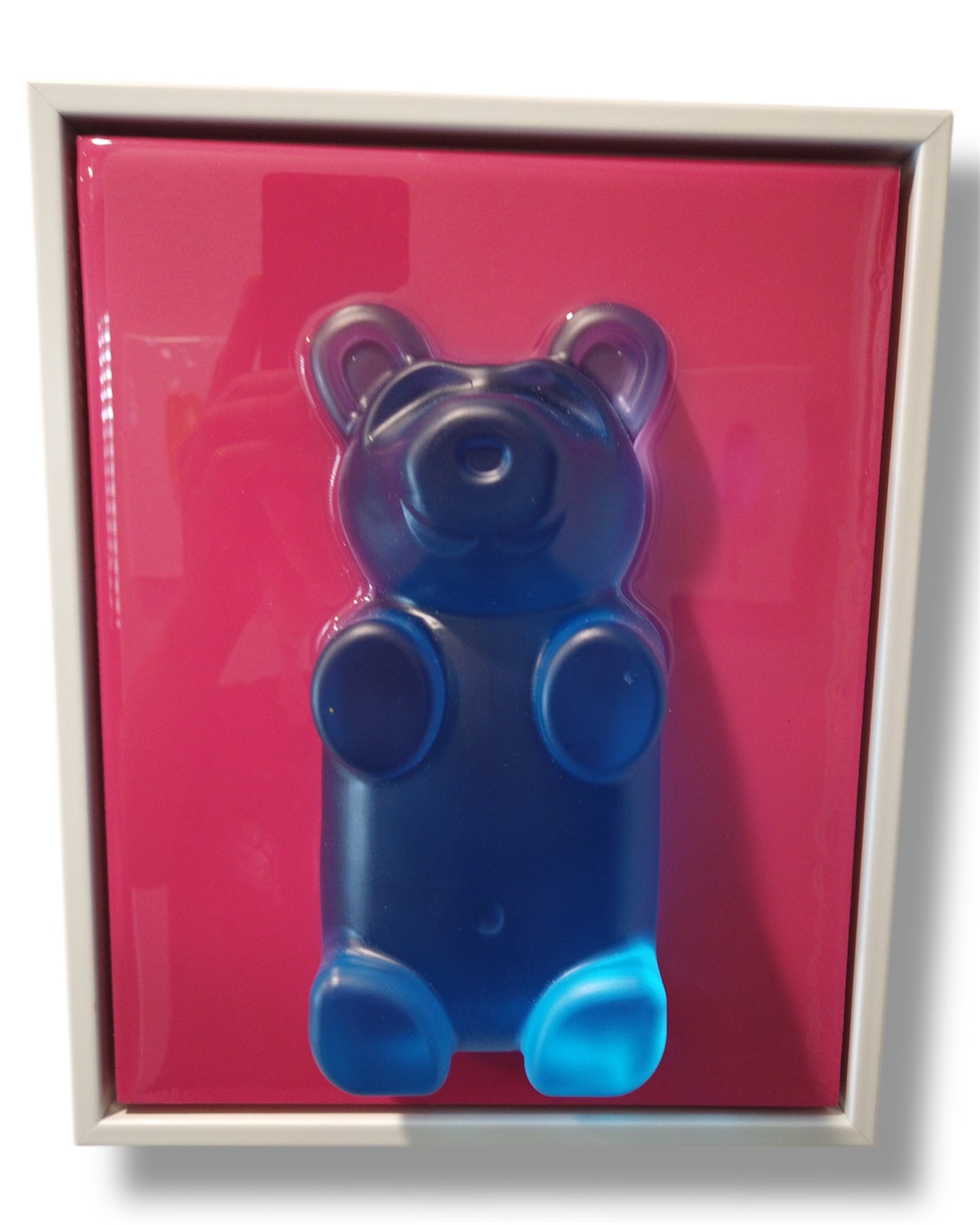 7" Blue Bear on Pink Canvas Framed