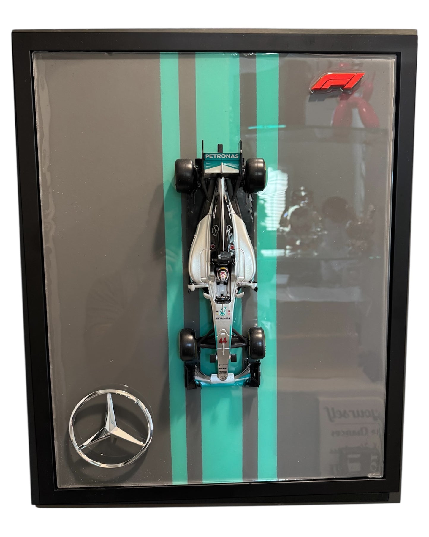 Mercedes F1 Lewis Hamilton Resin Artwork • 1:18 Model • Framed Display