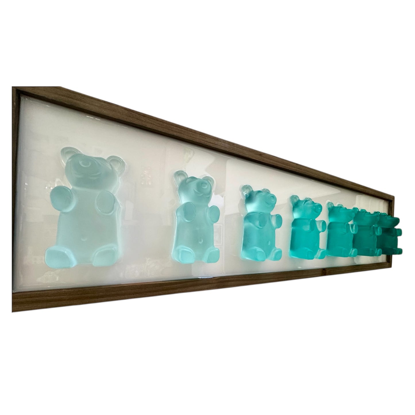 Emerald Ombre Candy Bears on Wood Frame