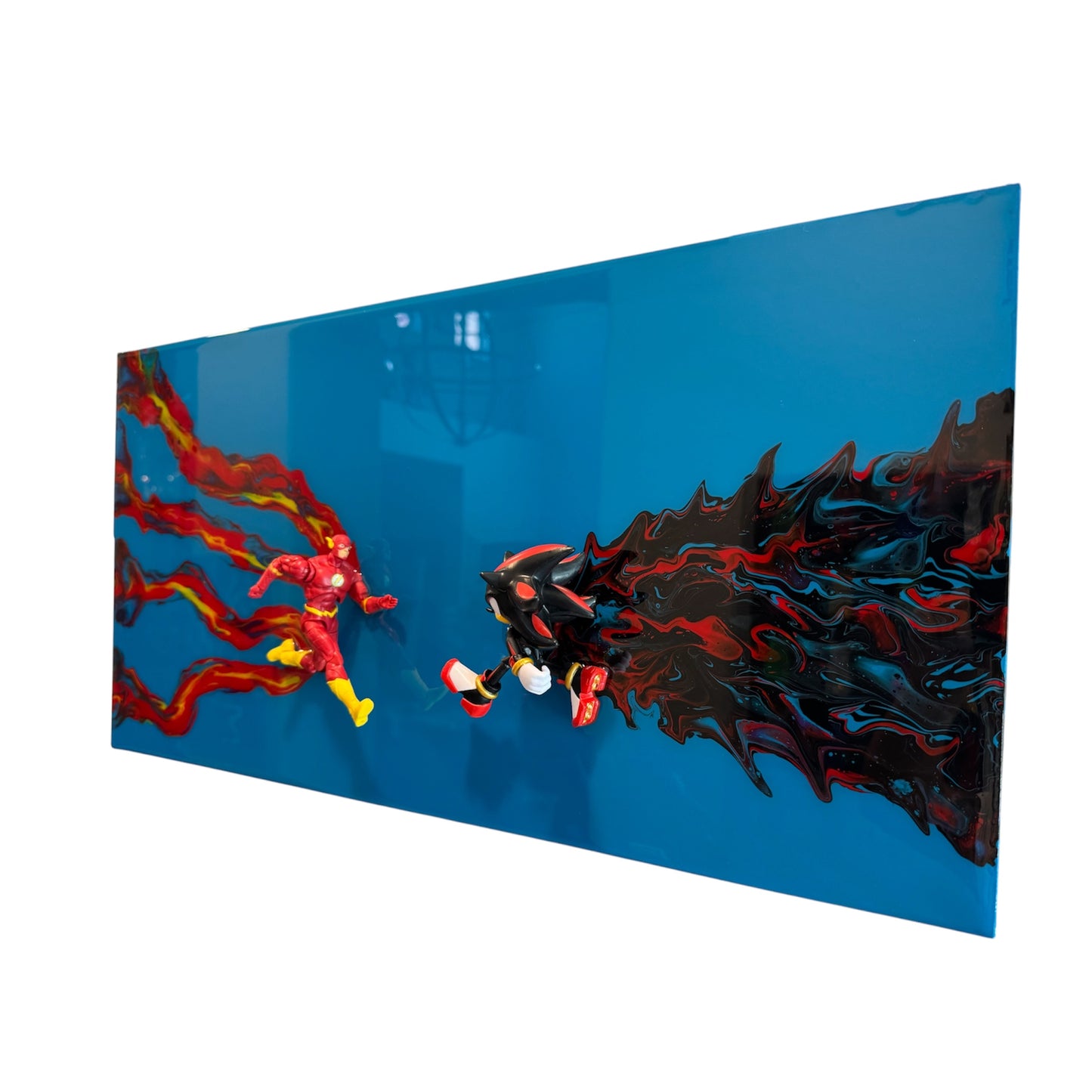 The Flash Vs Shadow Resin Art 24x12 Handcrafted Wall Piece