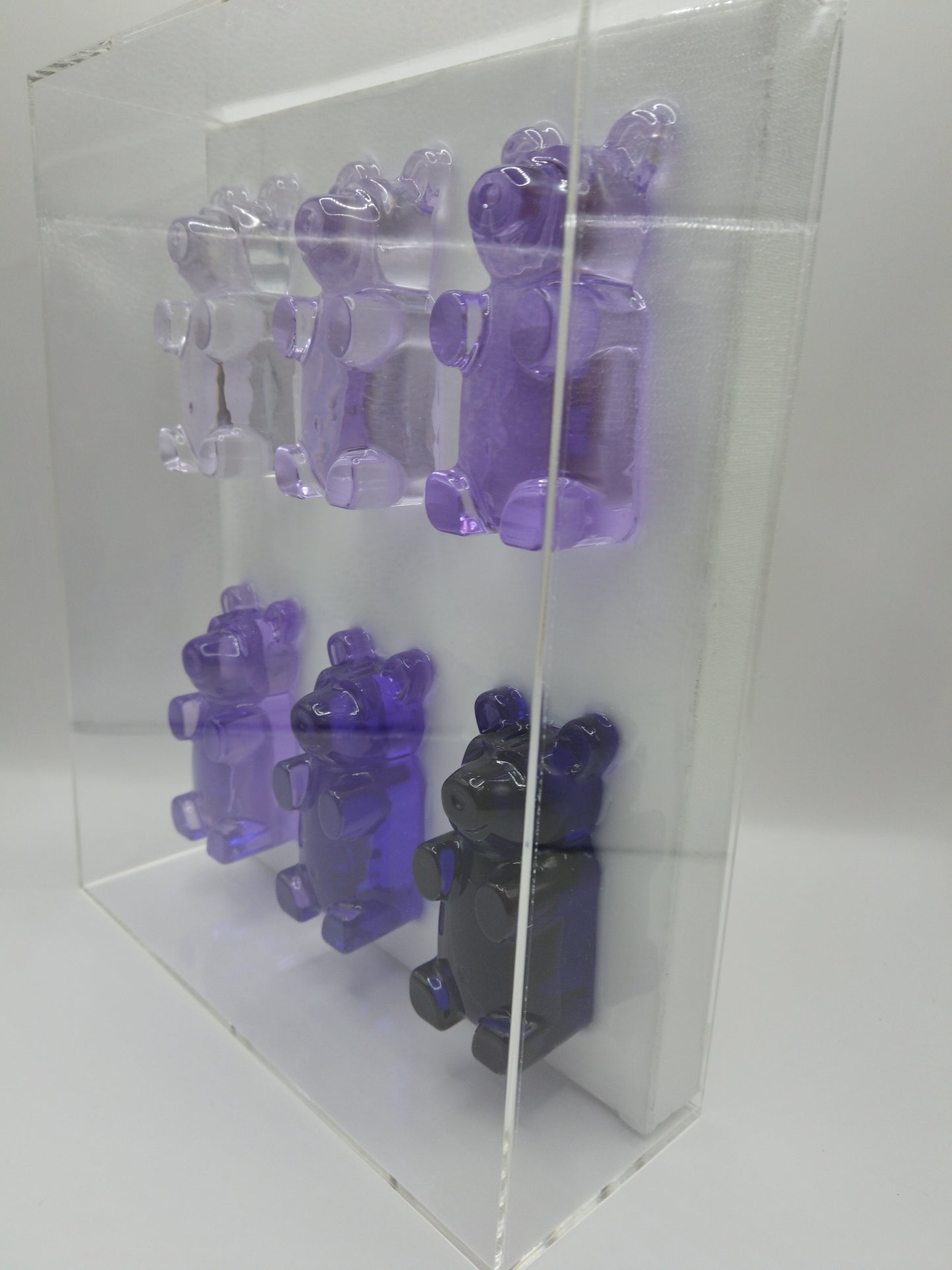 Purple Ombre Bears In Shadow Box