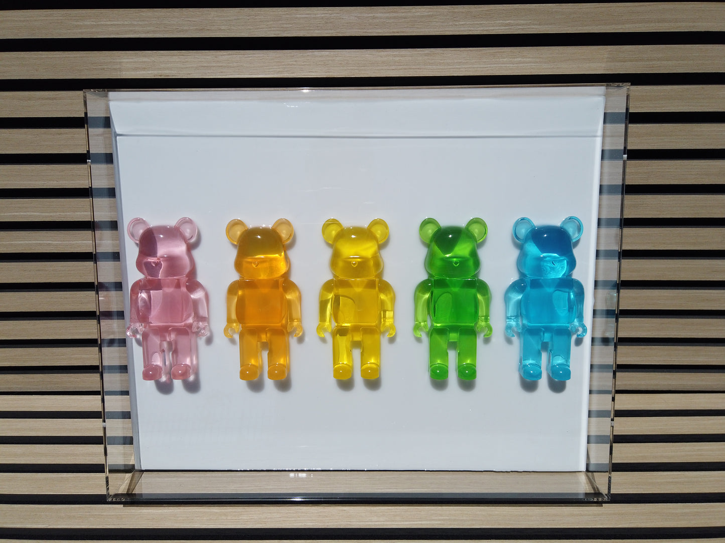 Multicolor Brick Bear In Large Shadow Box