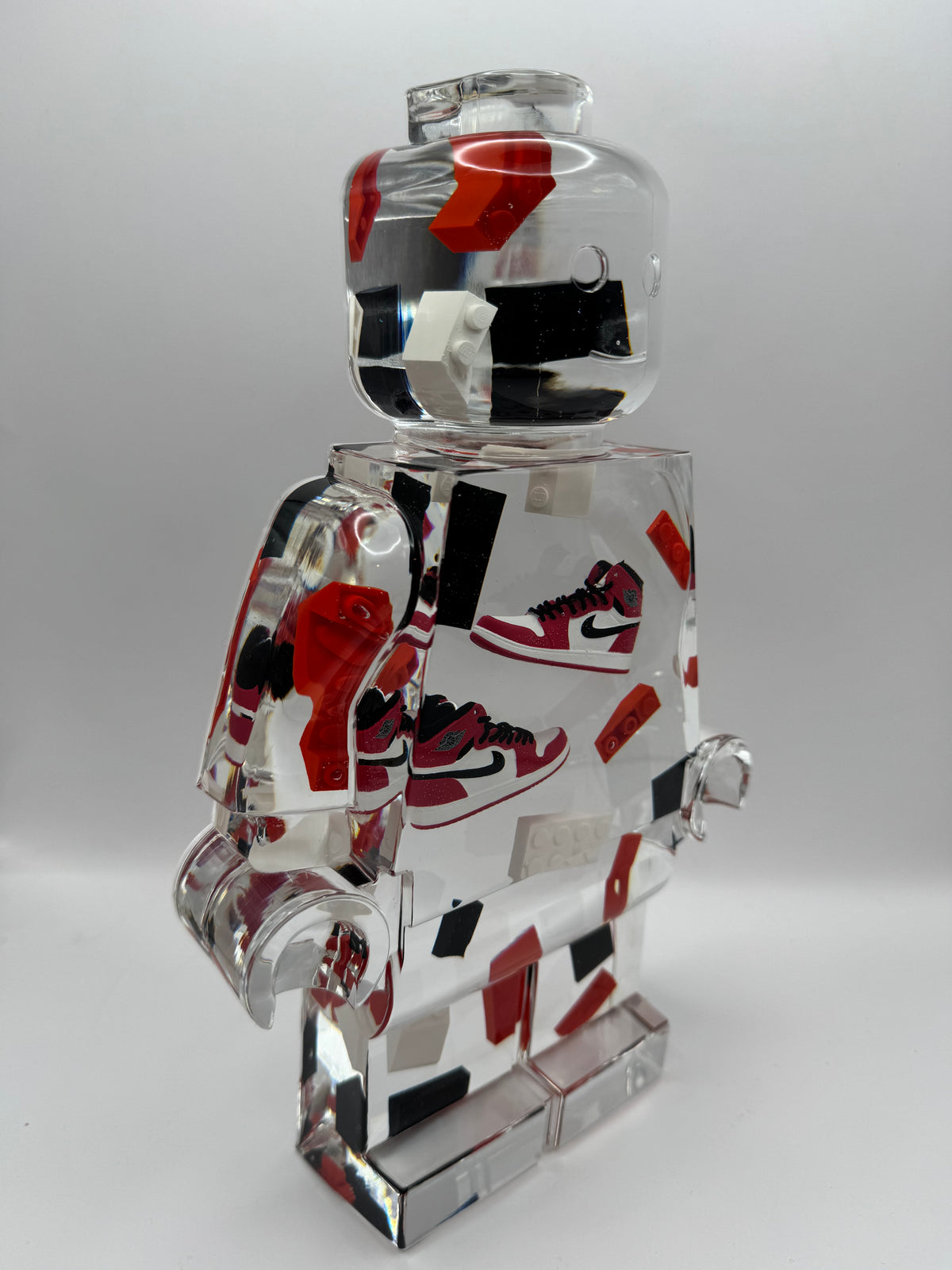 Retro Red & Black J's Minifig Resin Robot Art