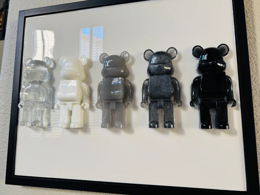 Clear to Black Mixed Brick Bear in Black Frame