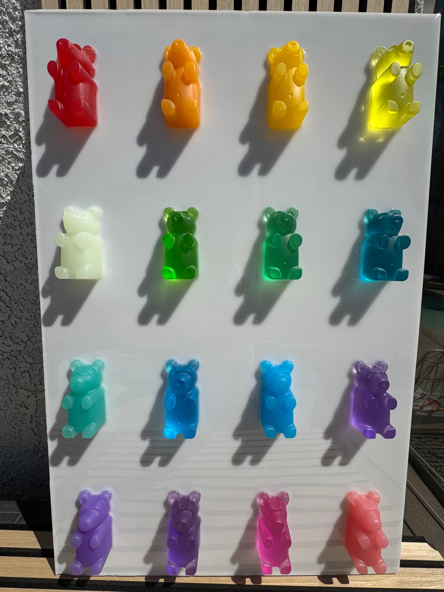 24x36” Resin Gummy Bear Art Panel – Handmade Pop Art Wall Decor (16 Large 4" Bears)