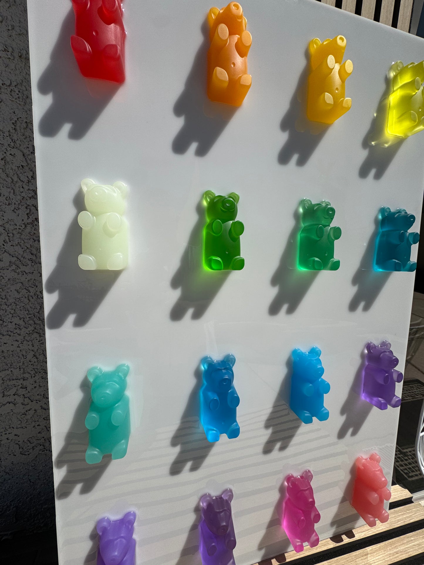 24x36” Resin Gummy Bear Art Panel – Handmade Pop Art Wall Decor (16 Large 4" Bears)