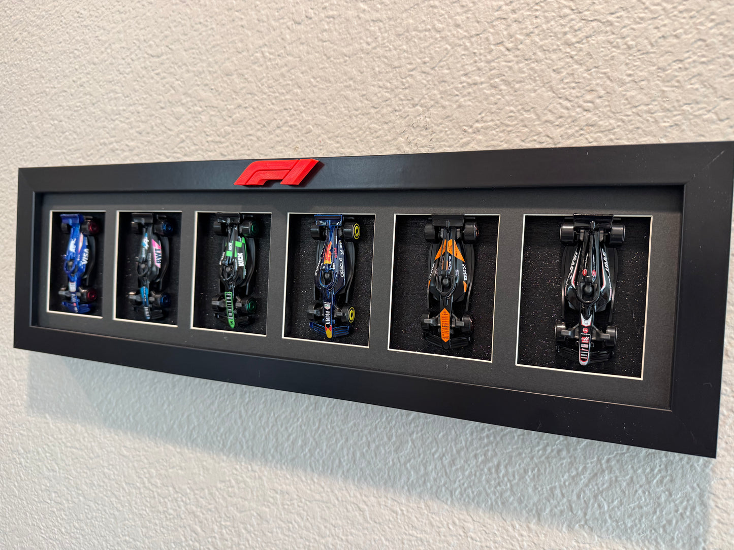 F1 Hot Wheels & Display Frame | Set of 6 | Shelf Display or Wall Mount