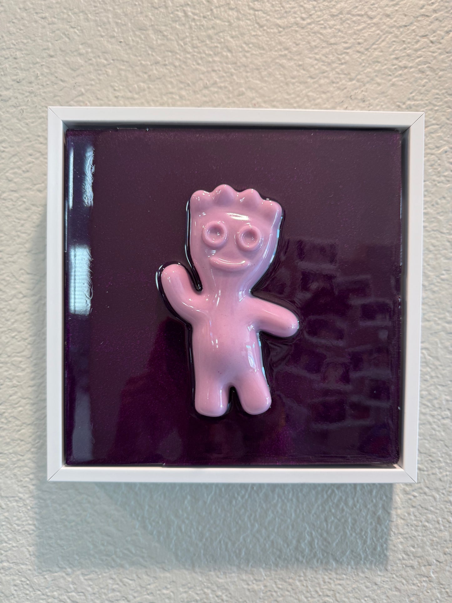 Purple Sour Candy Kid Resin Wall Art | Framed Pop Art | 8"x8" Ready to Hang