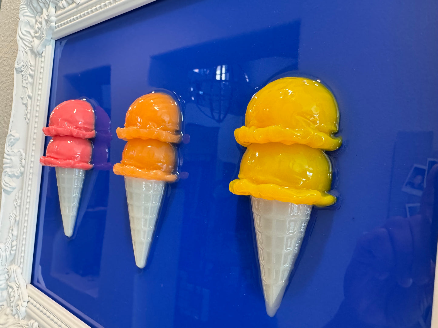 16” x 18” Resin Ice Cream Cone Wall Art – Framed Gallery Panel