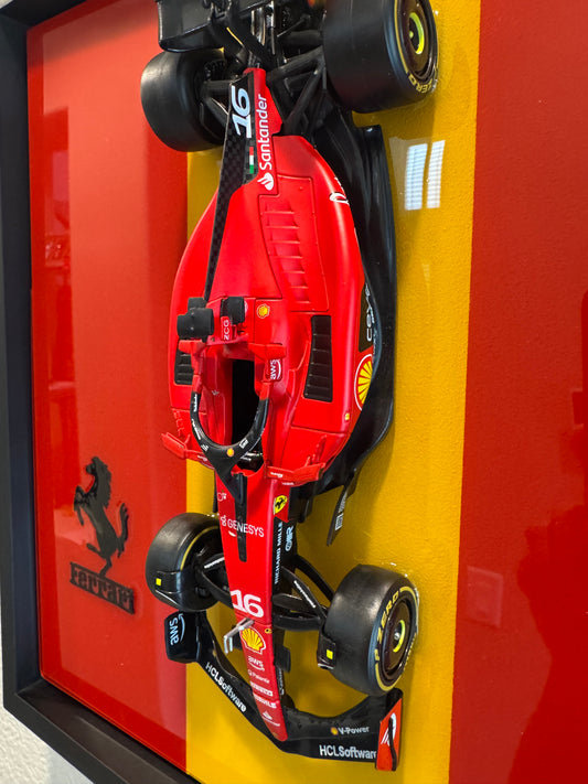 Ferrari SF-23 Charles Leclerc Resin Art | 1:18 Die-Cast Display | Custom Framed 13x13