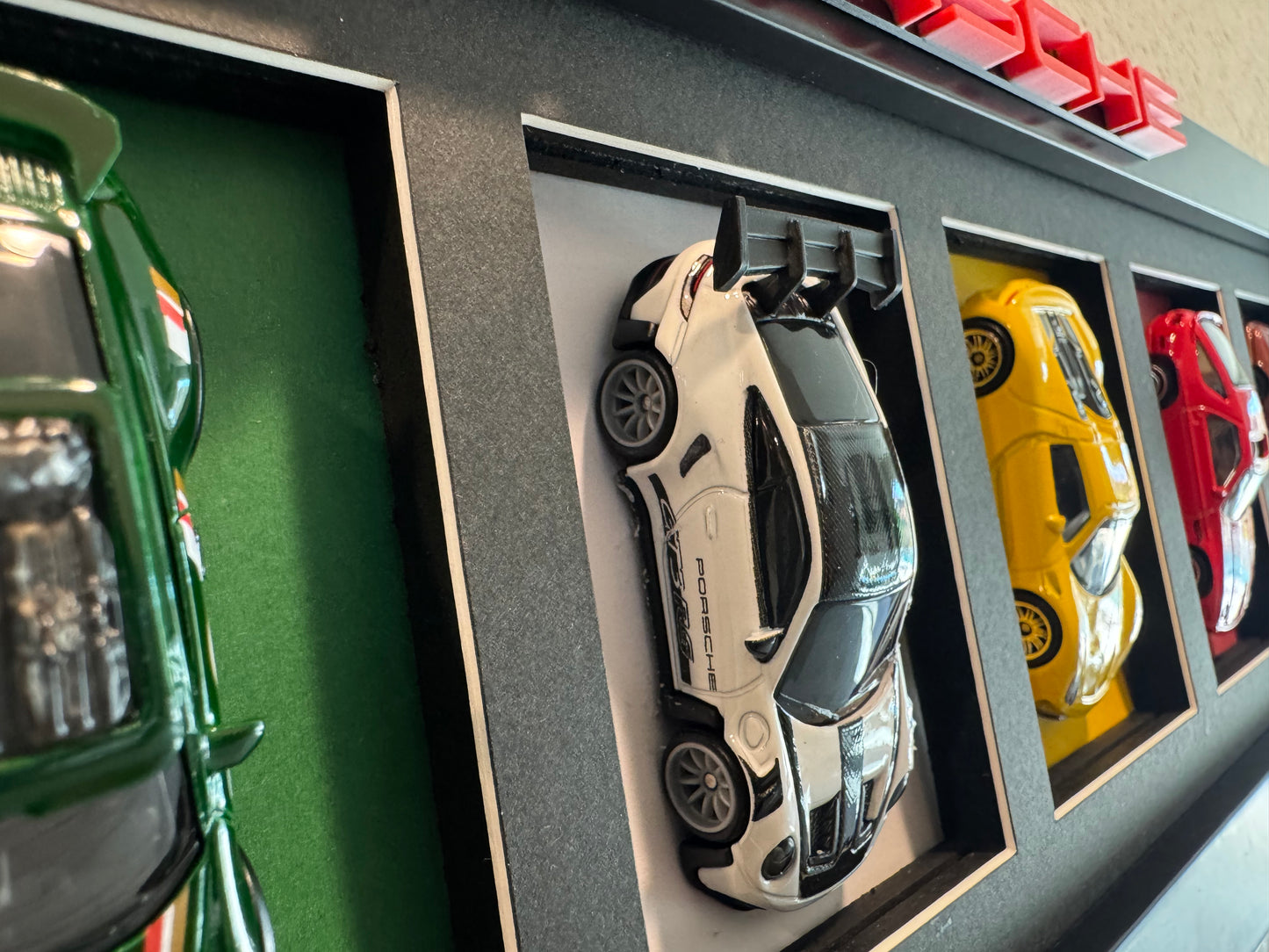 Framed 6-Car Porsche Diecast Display | Collector Wall Art Shelf Display or Wall Mount