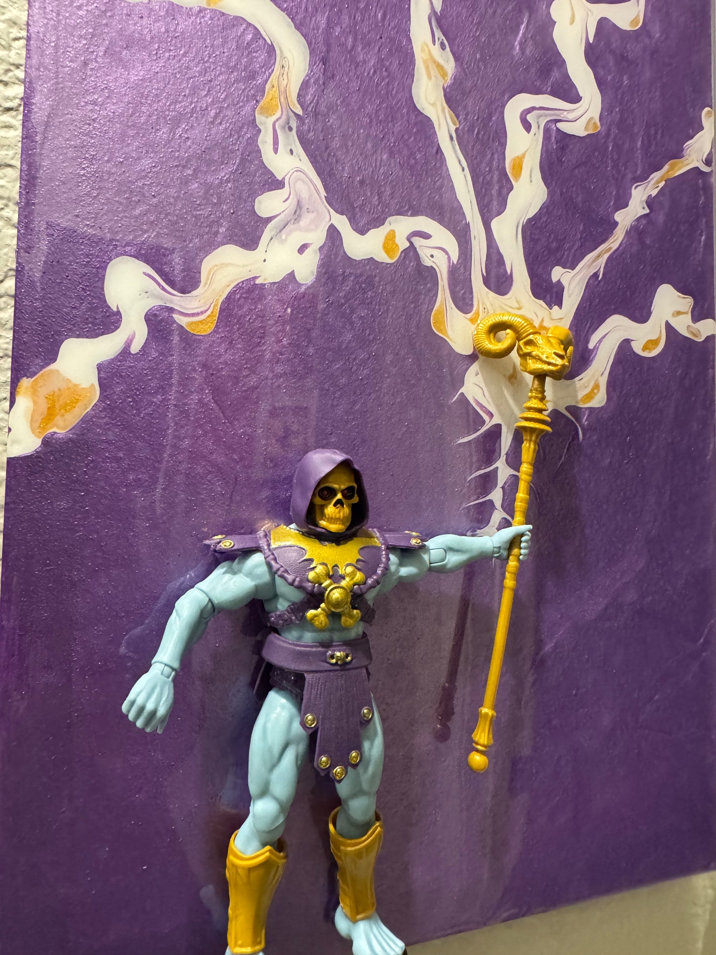 3D Skeletor Resin Wall Art – 20x10 | Hand-Painted Lightning
