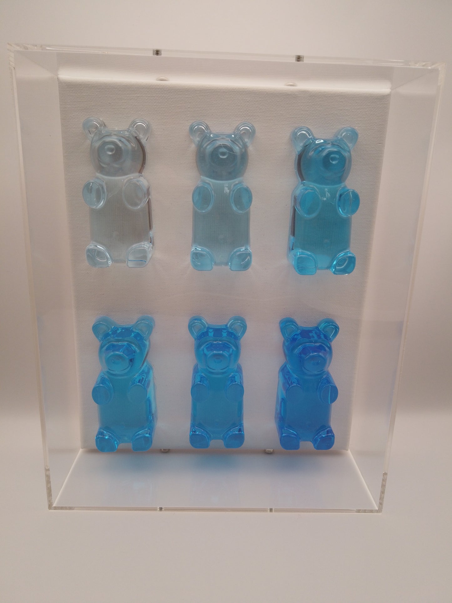 Blue Ombre Bears In Shadow Box