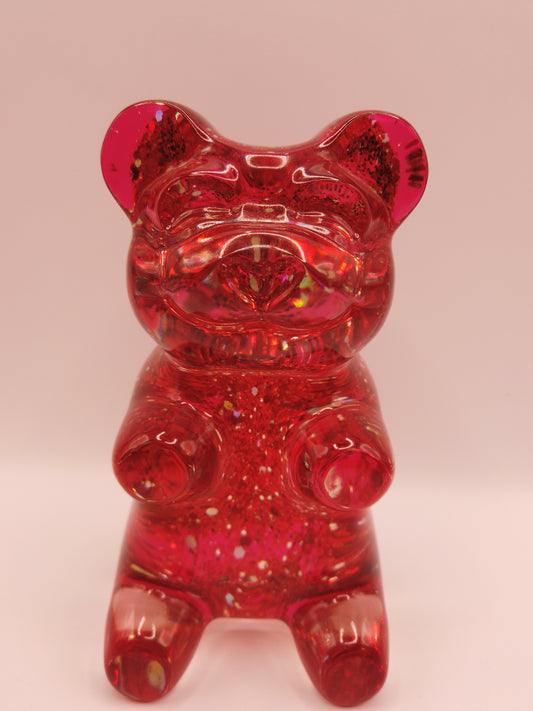 6 Inch Red Glitter Bear