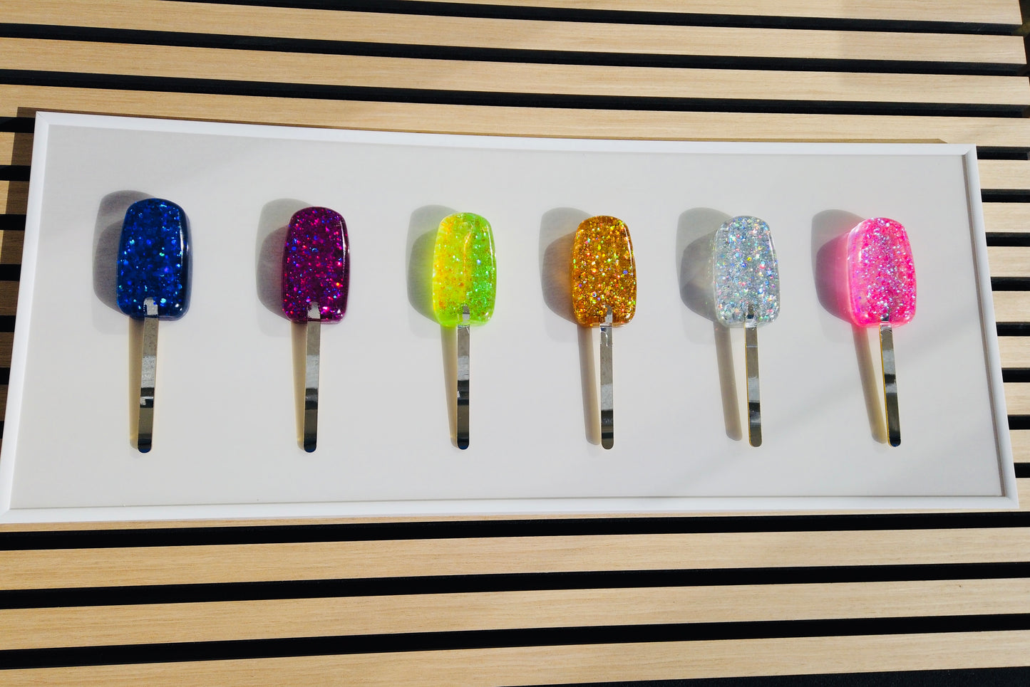 Rainbow Glitter Popsicles Framed