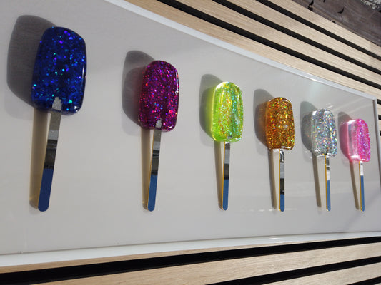 Rainbow Glitter Popsicles Framed