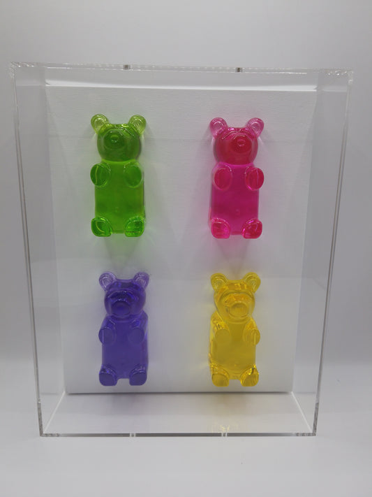 4 Multicolor Bears In Shadow Box V.2