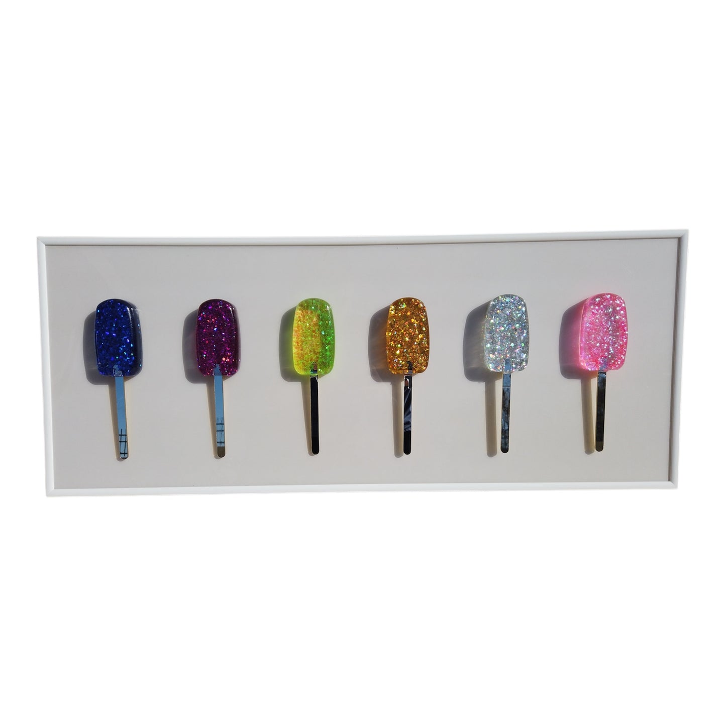 Rainbow Glitter Popsicles Framed
