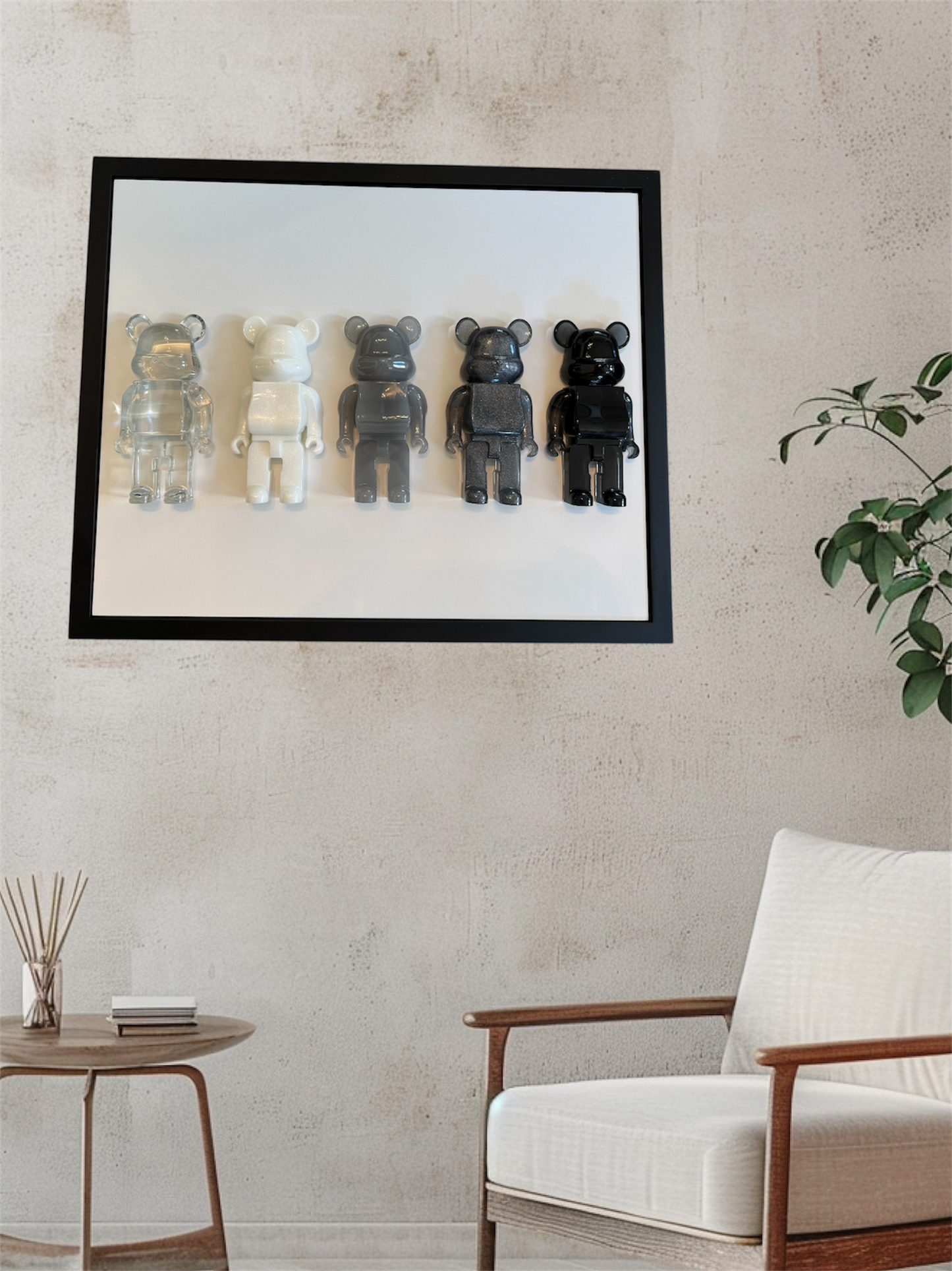 Clear to Black Mixed Brick Bear in Black Frame