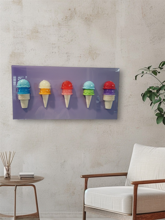 5 Ice Cream Cones, Pastel Panel