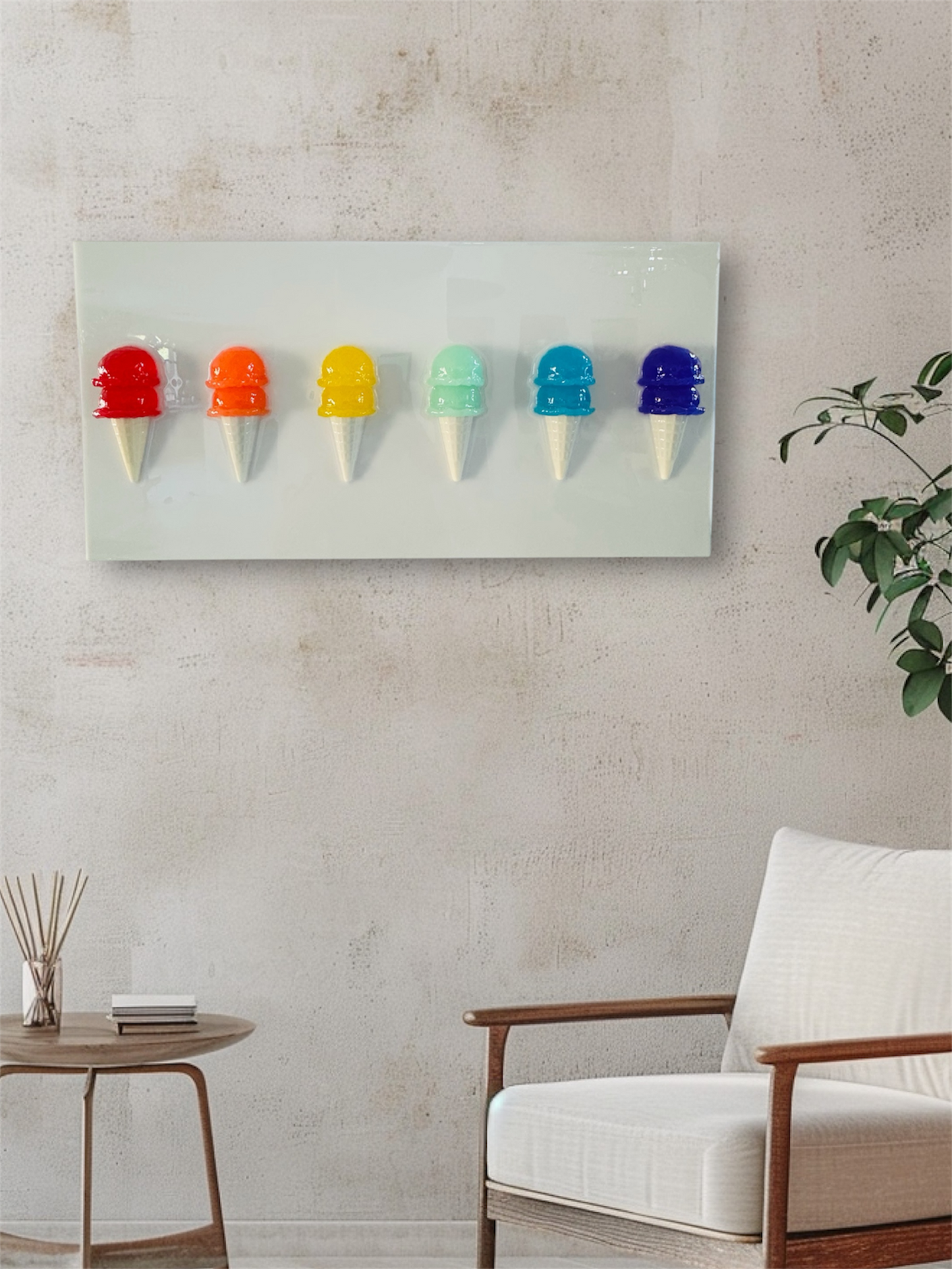 6 Ice Cream Cone Panel, Multi Color