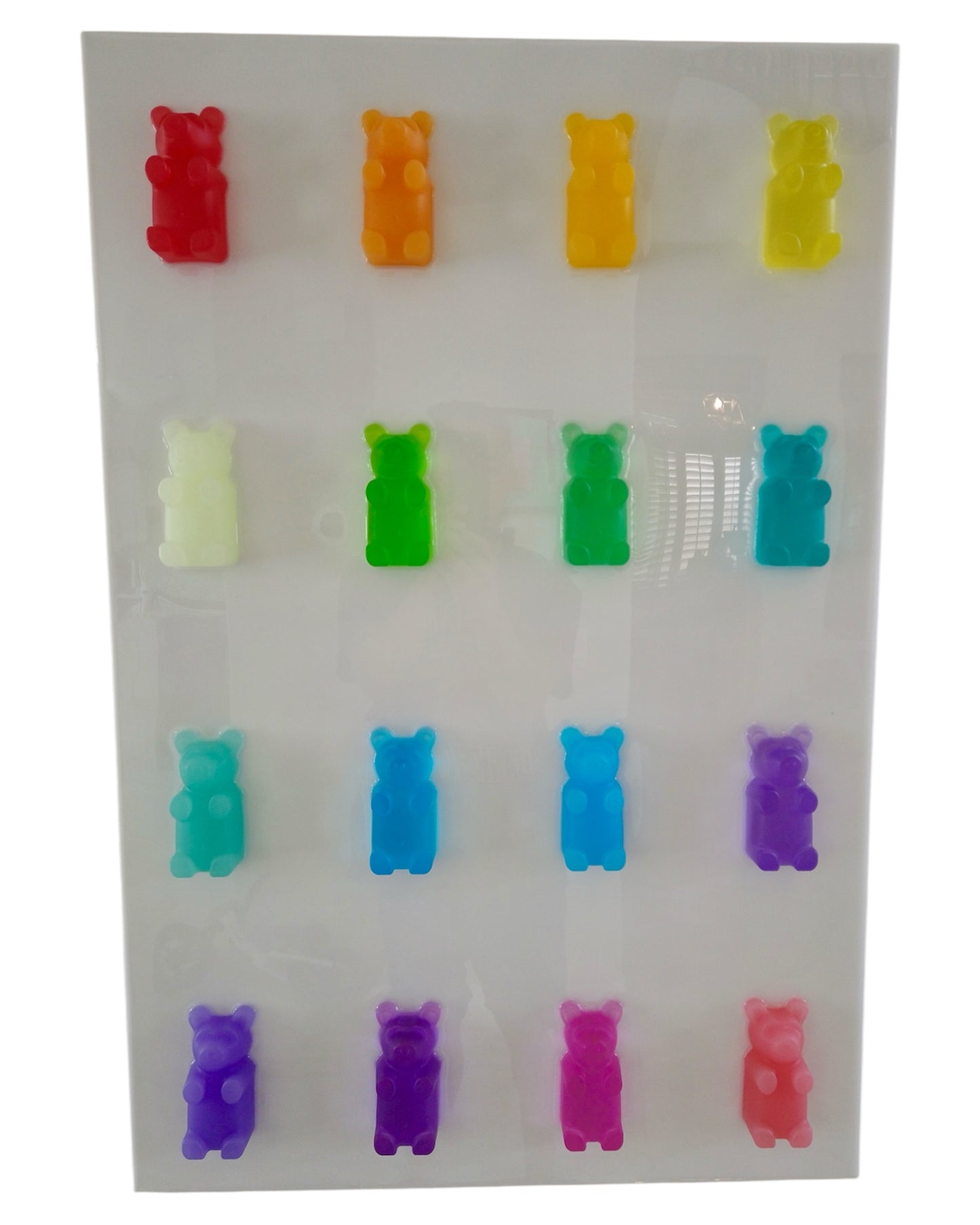 24x36” Resin Gummy Bear Art Panel – Handmade Pop Art Wall Decor (16 Large 4" Bears)