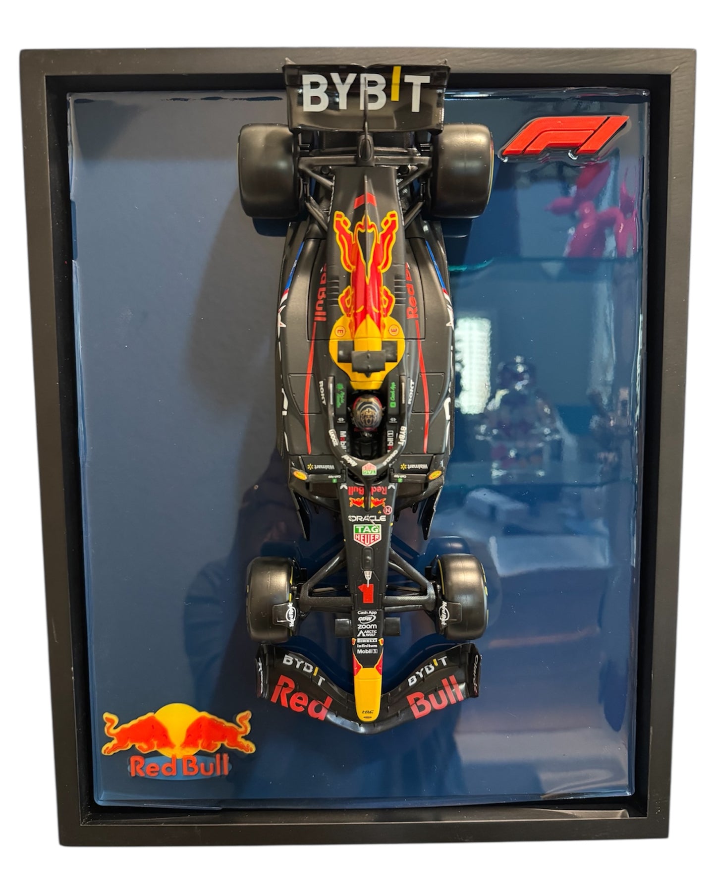 F1 Red Bull Max Verstappen Resin Wall Art • Premium 1:18 Die-Cast • Custom Frame 12" x 15"