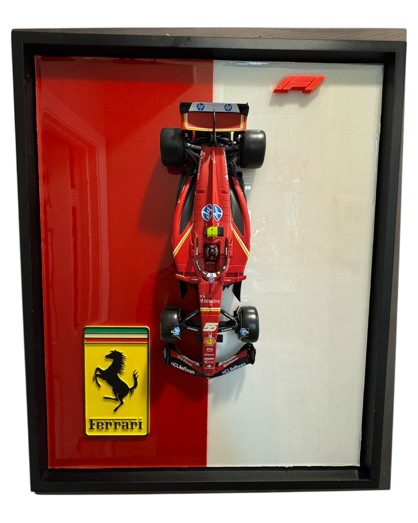 Ferrari SF-24 Carlos Sainz Resin Art | 1:18 Die-Cast Display | Custom Framed 16x20