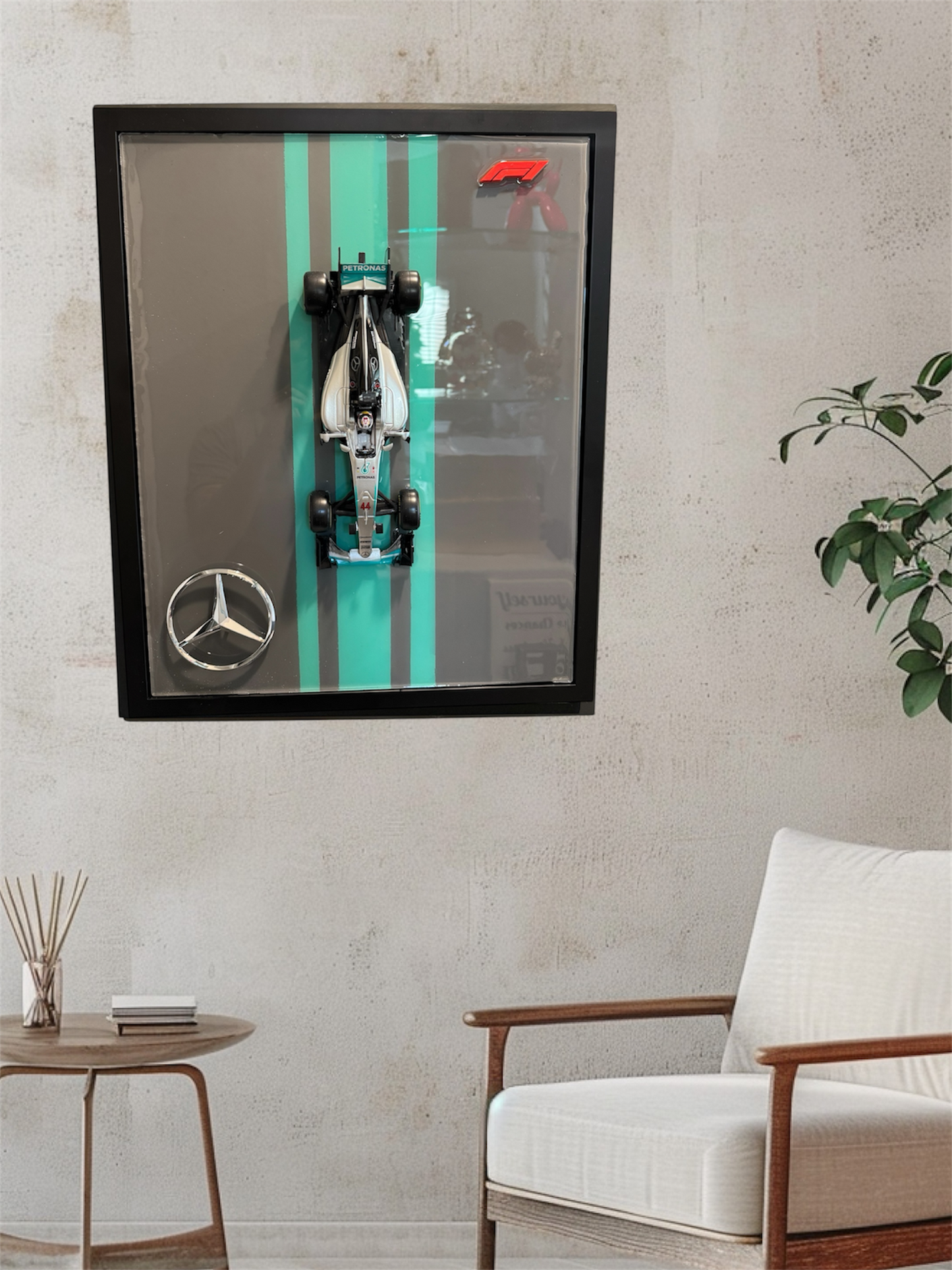 Mercedes F1 Lewis Hamilton Resin Artwork • 1:18 Model • Framed Display