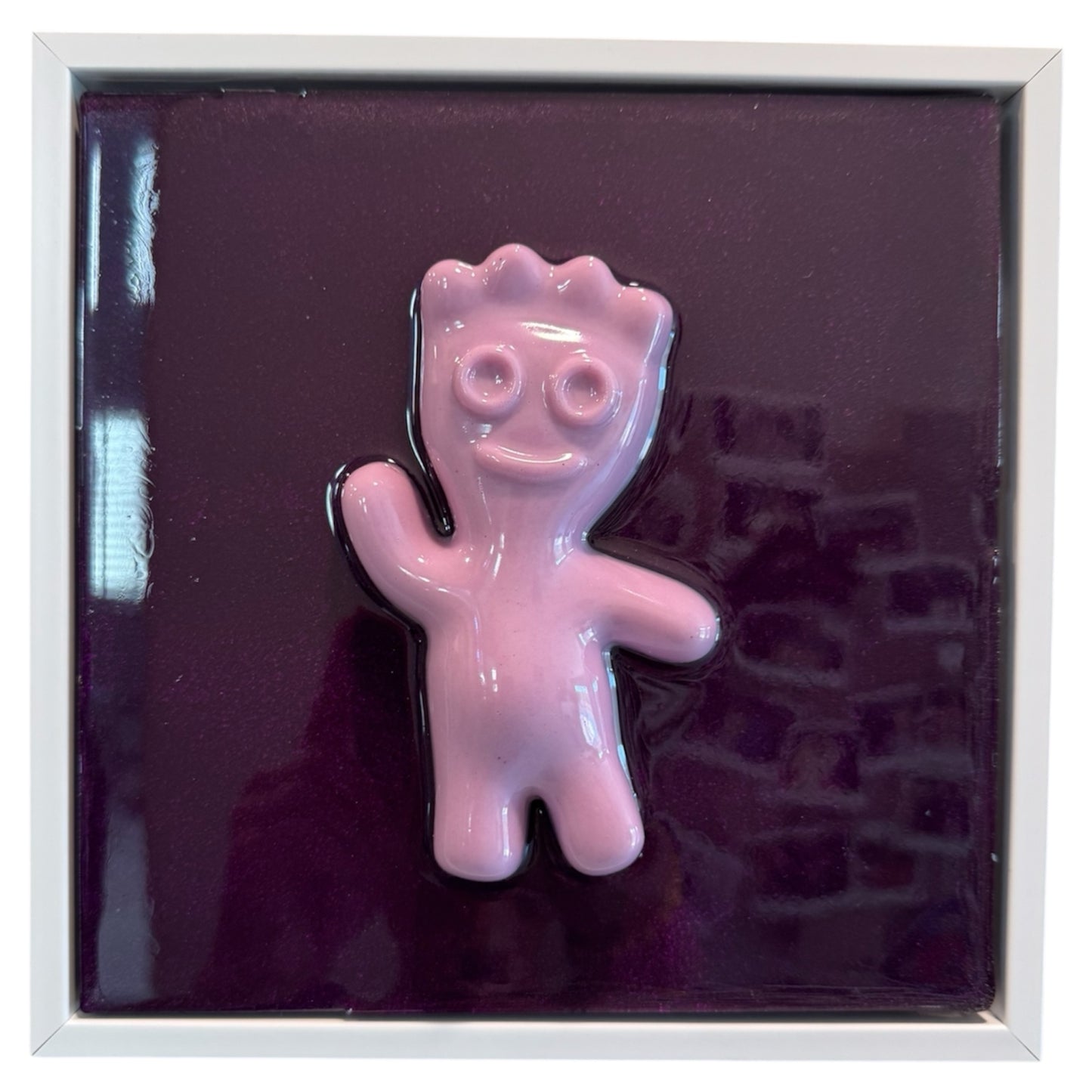 Purple Sour Candy Kid Resin Wall Art | Framed Pop Art | 8"x8" Ready to Hang