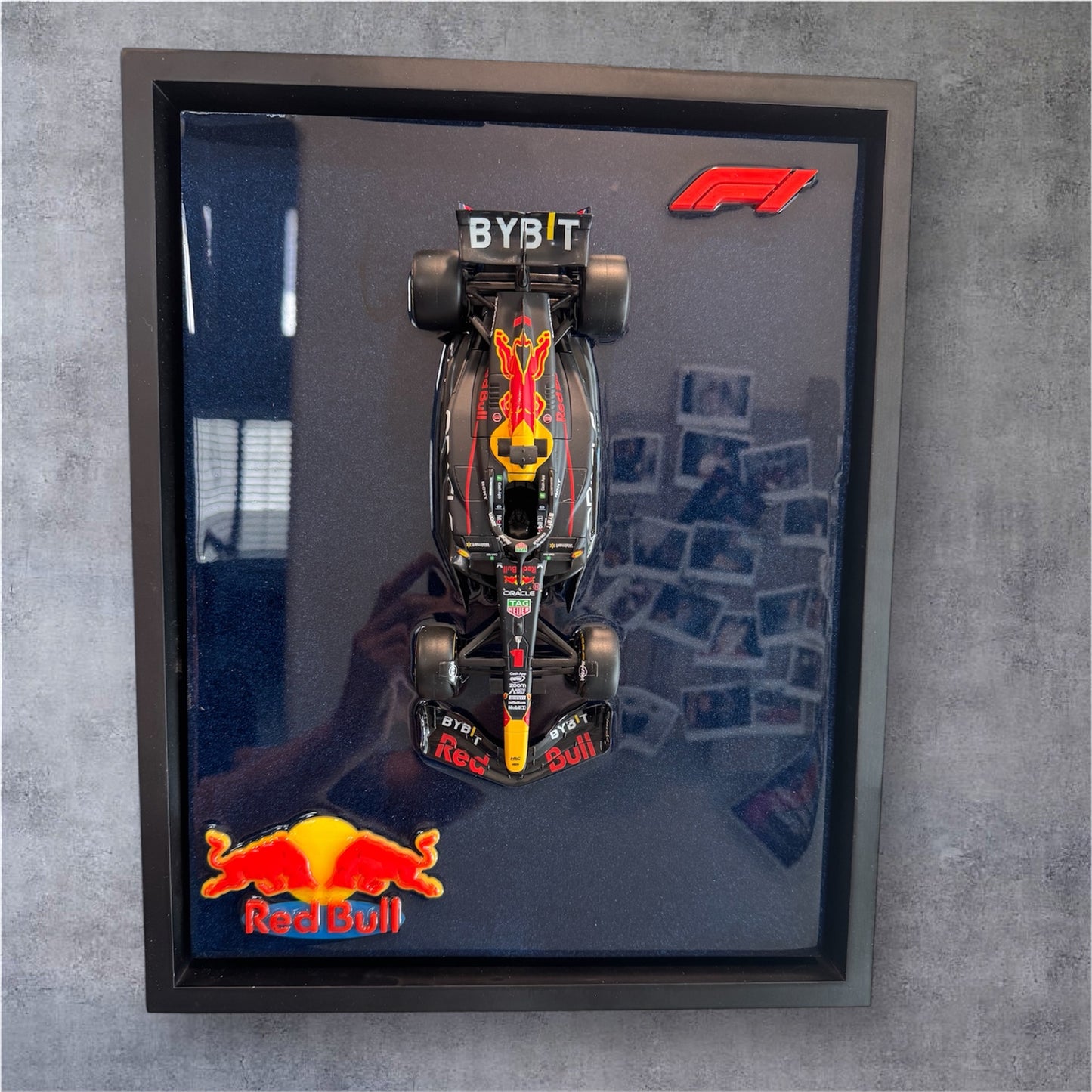 F1 Red Bull Resin Wall Art • Premium 1:24 Die-Cast • Custom Frame 12" x 15"