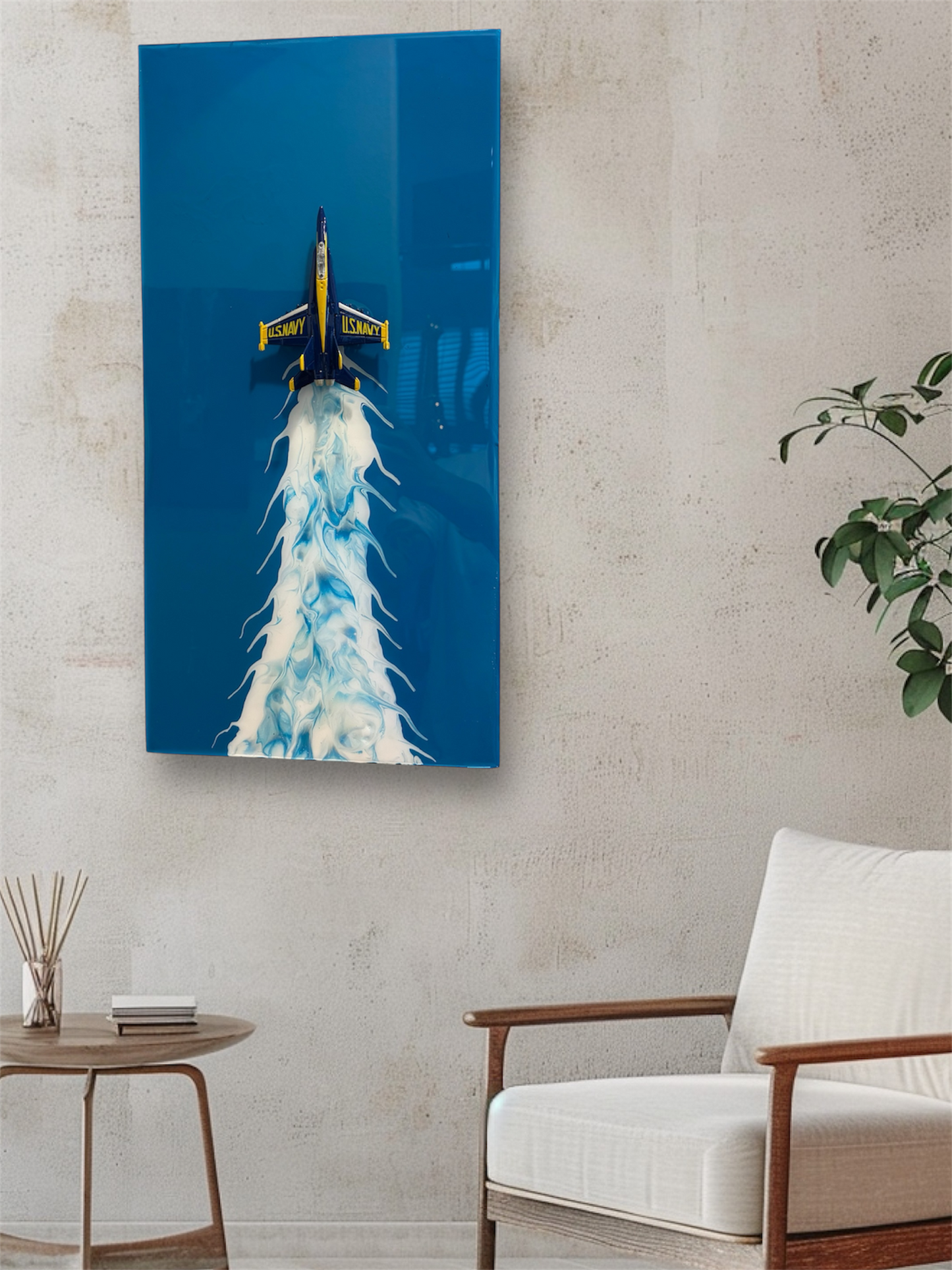 Blue Angel Jet Resin Wall Art – 20” x 10” Aviation Display