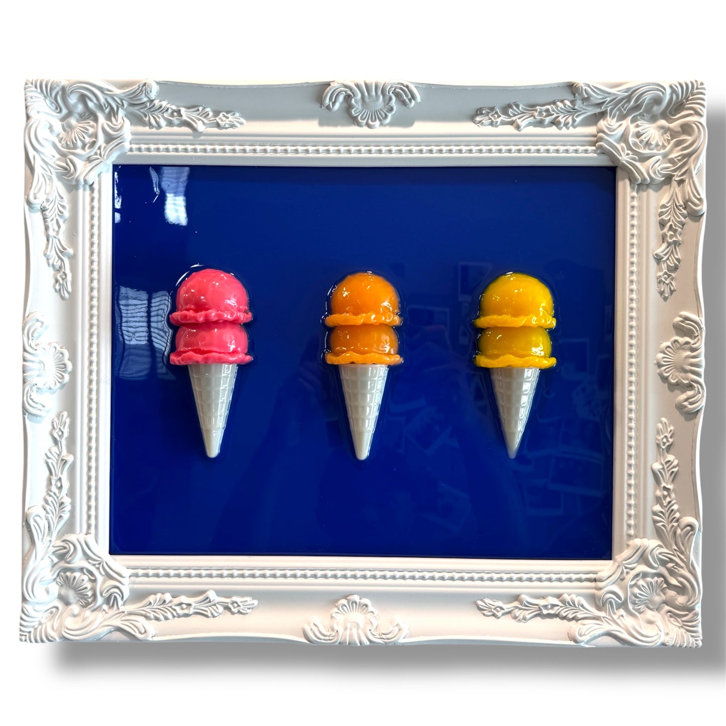 16” x 18” Resin Ice Cream Cone Wall Art – Framed Gallery Panel