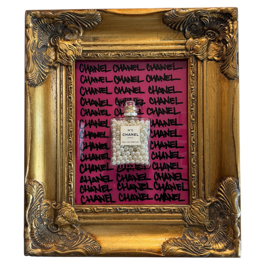 Chanel-inspired perfume Graffiti Resin Wall Art | Framed