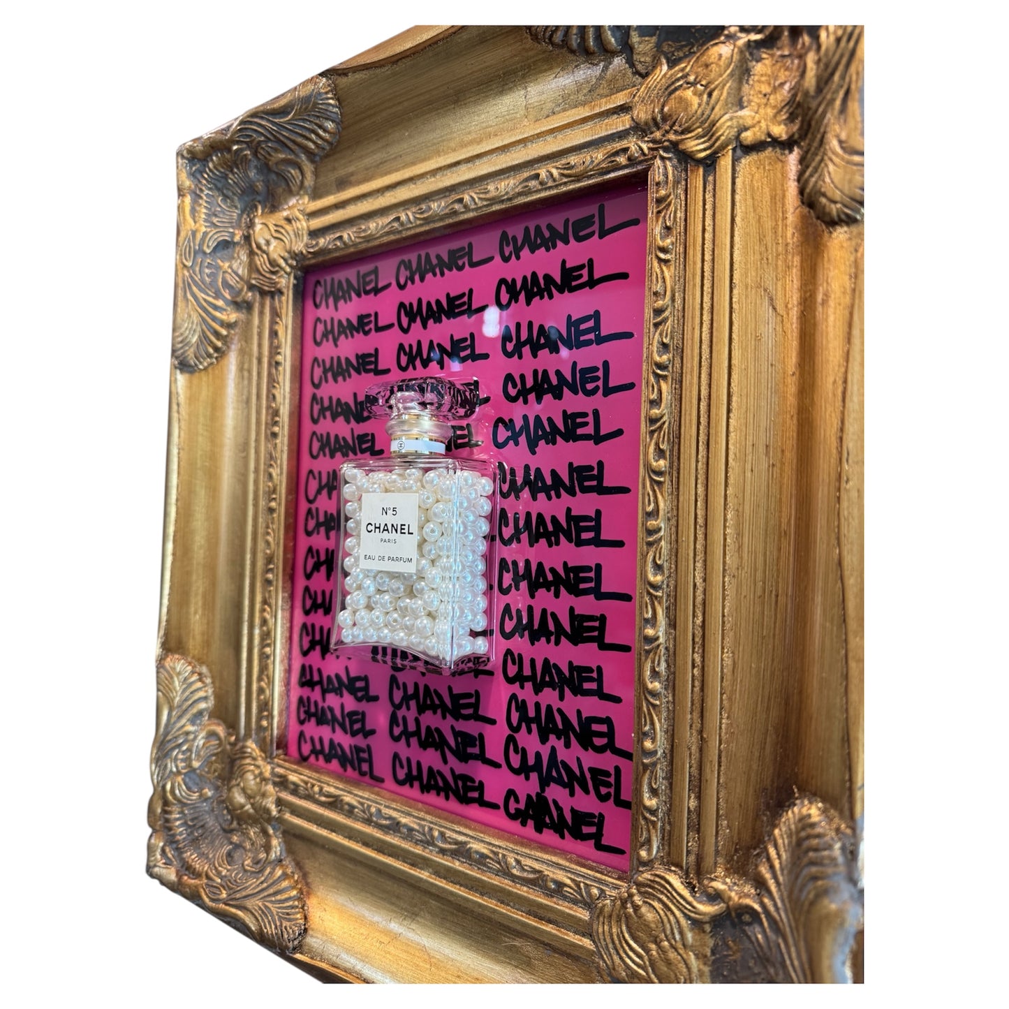 Chanel-inspired perfume Graffiti Resin Wall Art | Framed