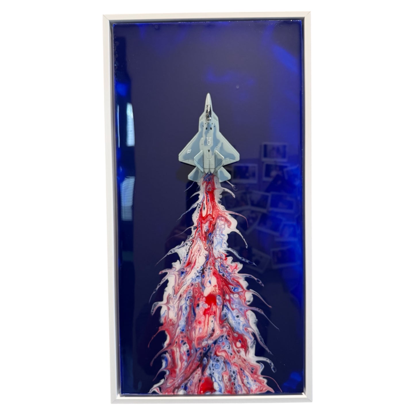 F22 Raptor Jet Resin Wall Art – 20” x 10” Aviation Display Framed