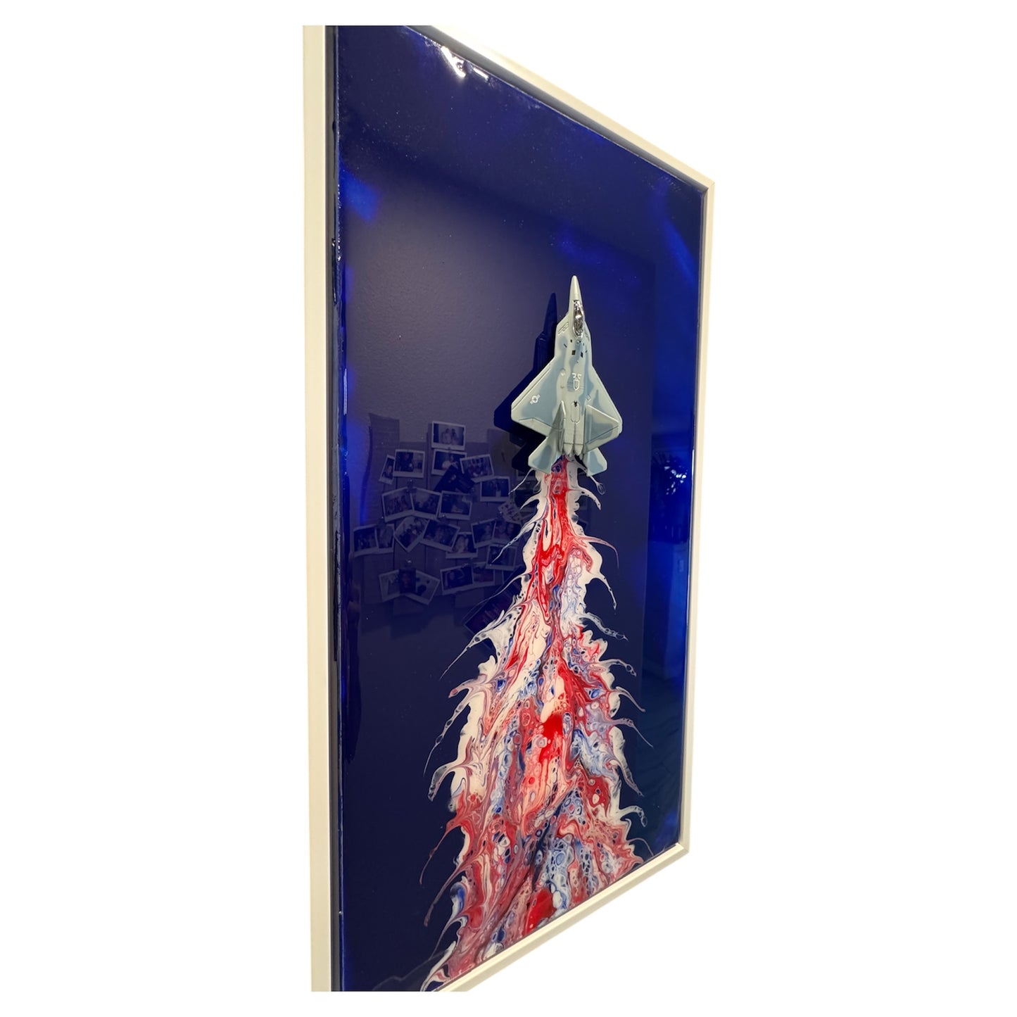 F22 Raptor Jet Resin Wall Art – 20” x 10” Aviation Display Framed