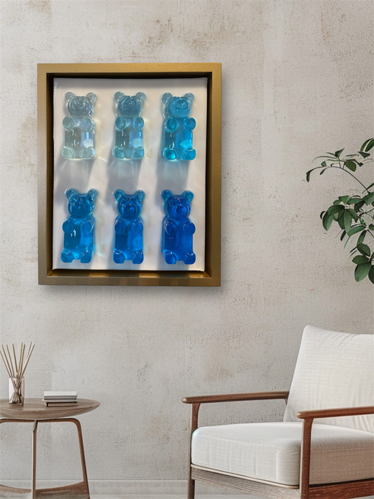 Blue Ombre Gummy Bears Framed