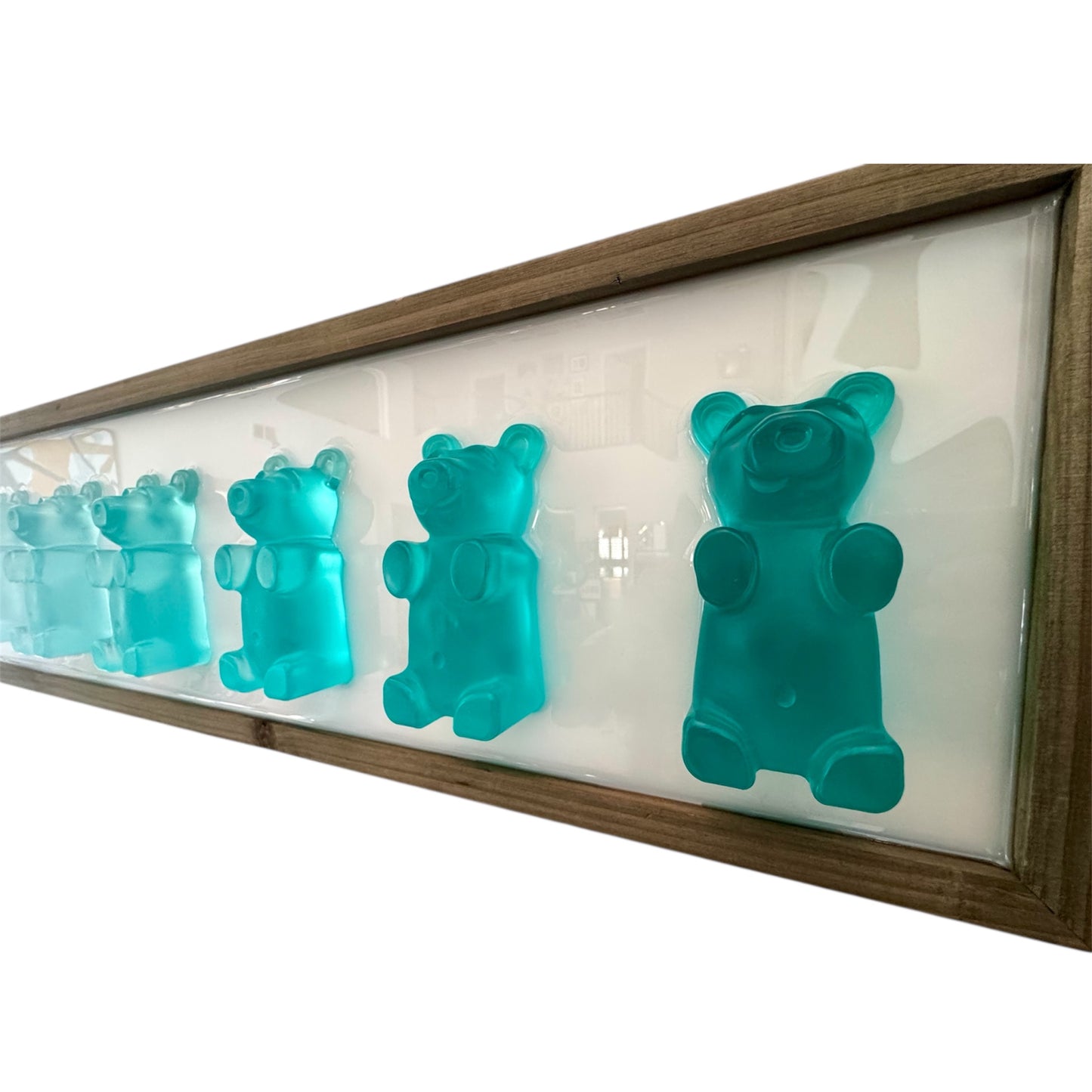 Emerald Ombre Candy Bears on Wood Frame