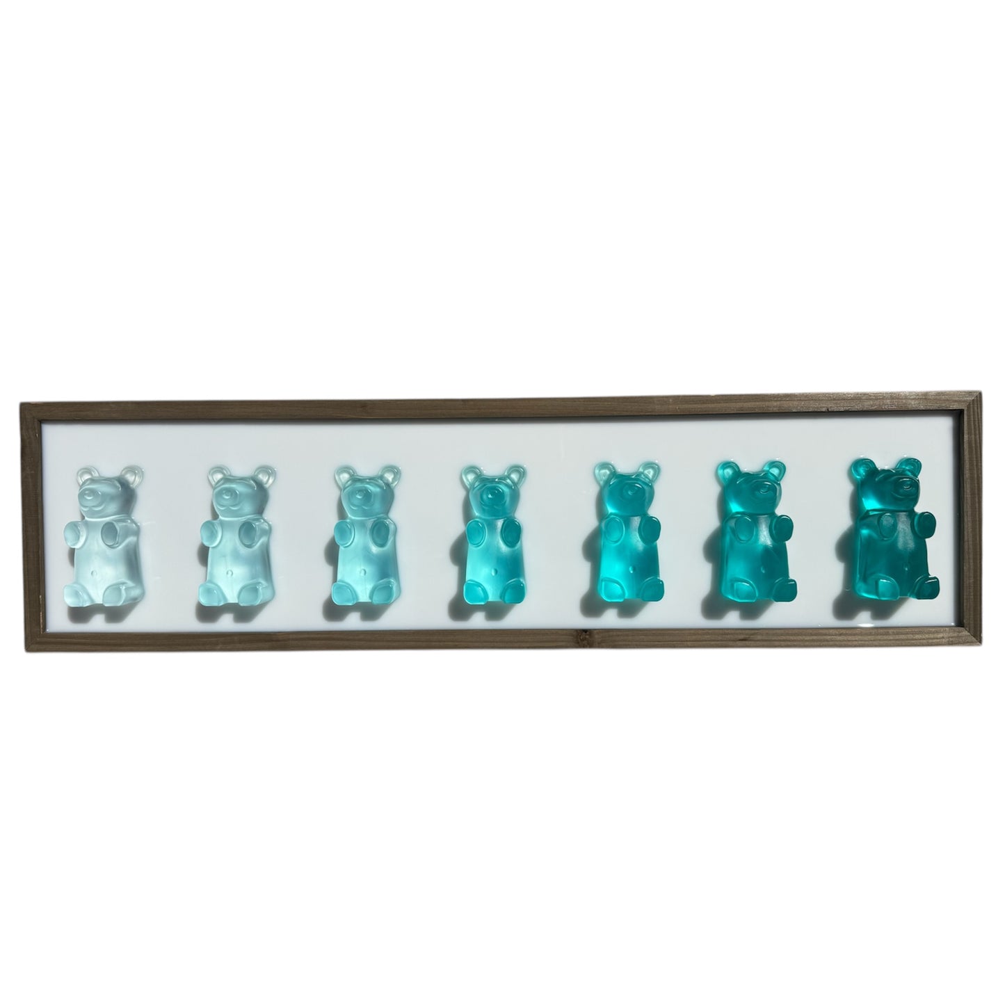 Emerald Ombre Candy Bears on Wood Frame