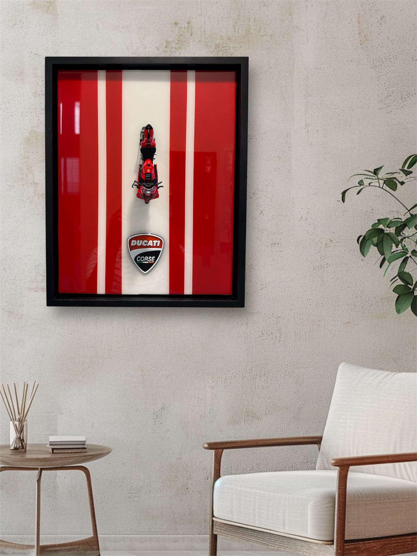 3D Racing Motorcycle Resin Wall Art and Painted Framed Motorsport Decor