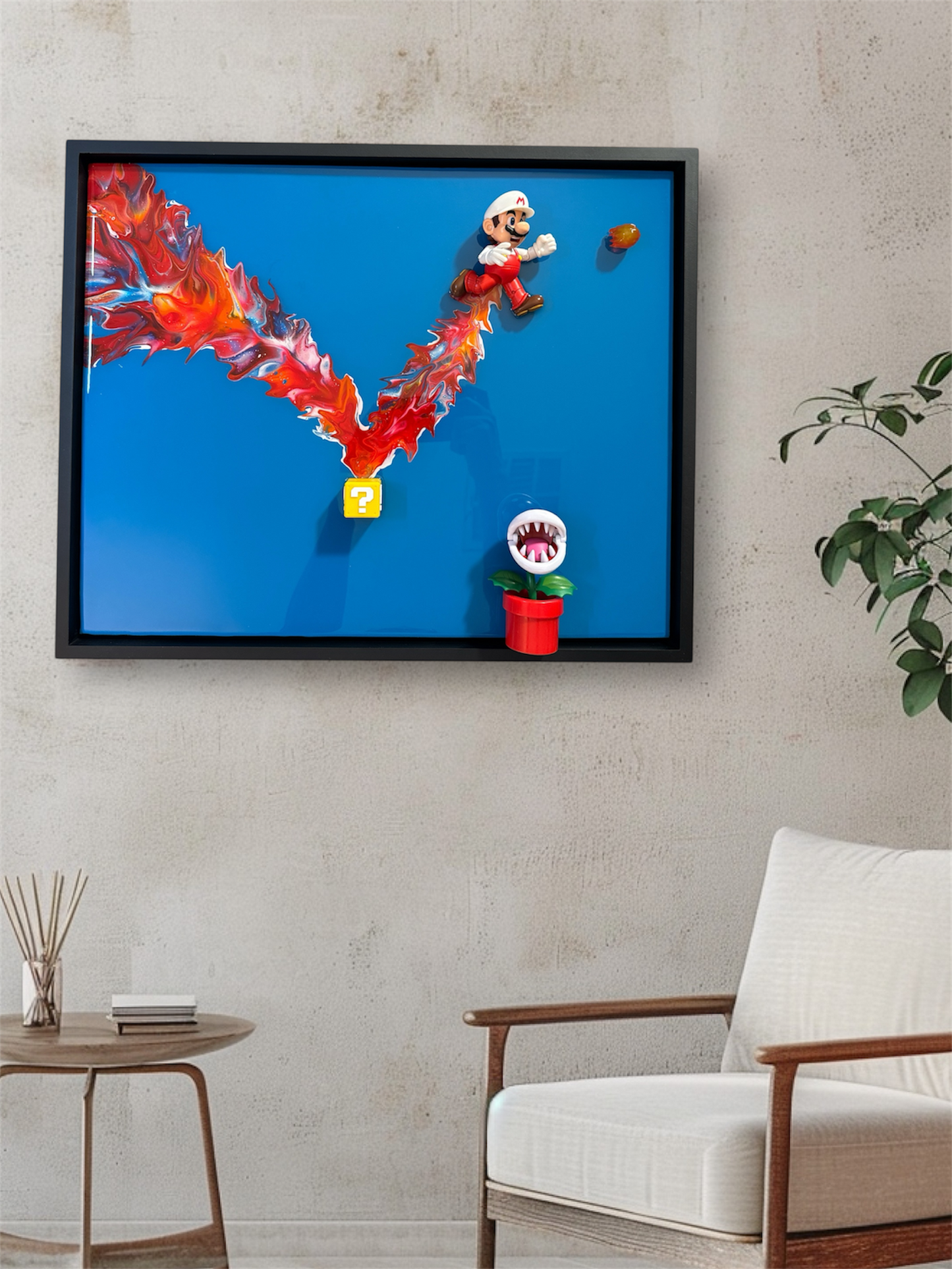 3D Resin Pop Art – Super Mario Fire Run Hand Painted Framed