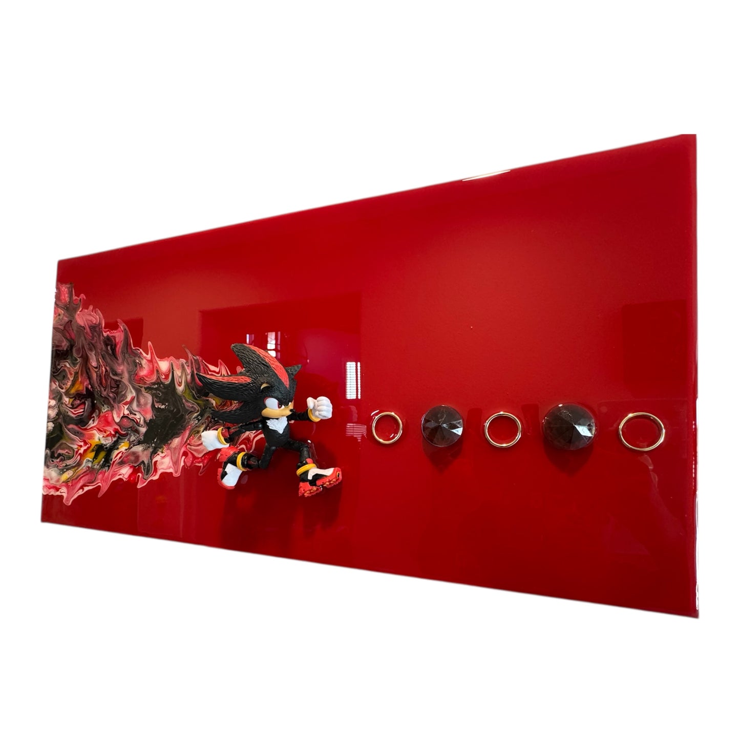 Red Shadow-Inspired Speed Resin Art 24x12 Handcrafted Wall Piece